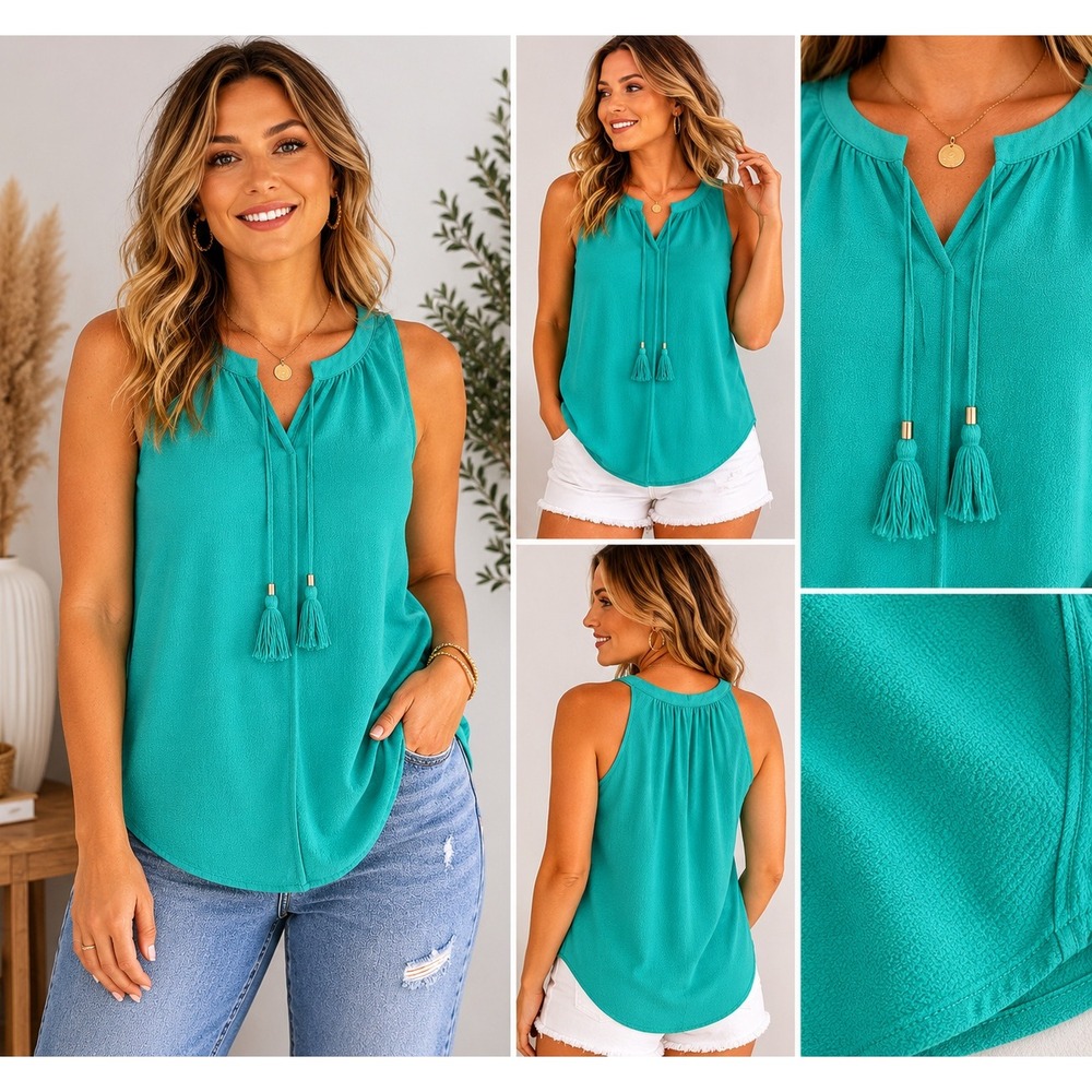 Coastal Minimalist Sleeveless Tank Top Rose + Olive Womens Medium
